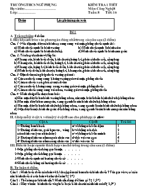Đề kiểm tra một tiết Công nghệ lớp 8 - Trường THCS Ngũ Phụng